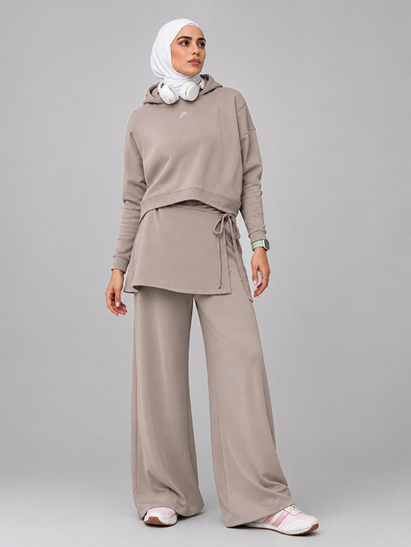 Set Hoodie with Wide Leg Pant with Waist Cover (3 Pieces)